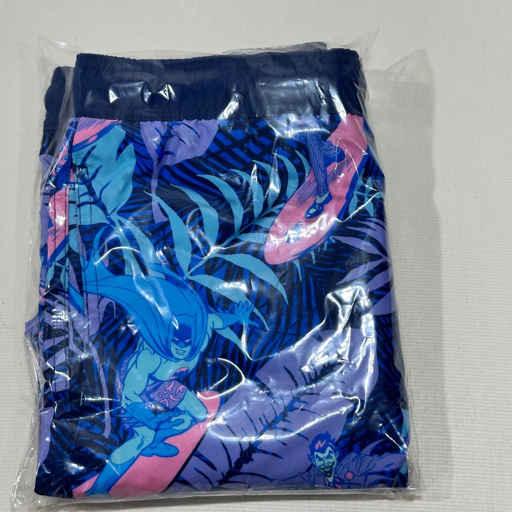 Batman Joker Surfing Swim Trunks Mens XL Blue Tropical Graphic Board Shorts - Picture 8 of 8